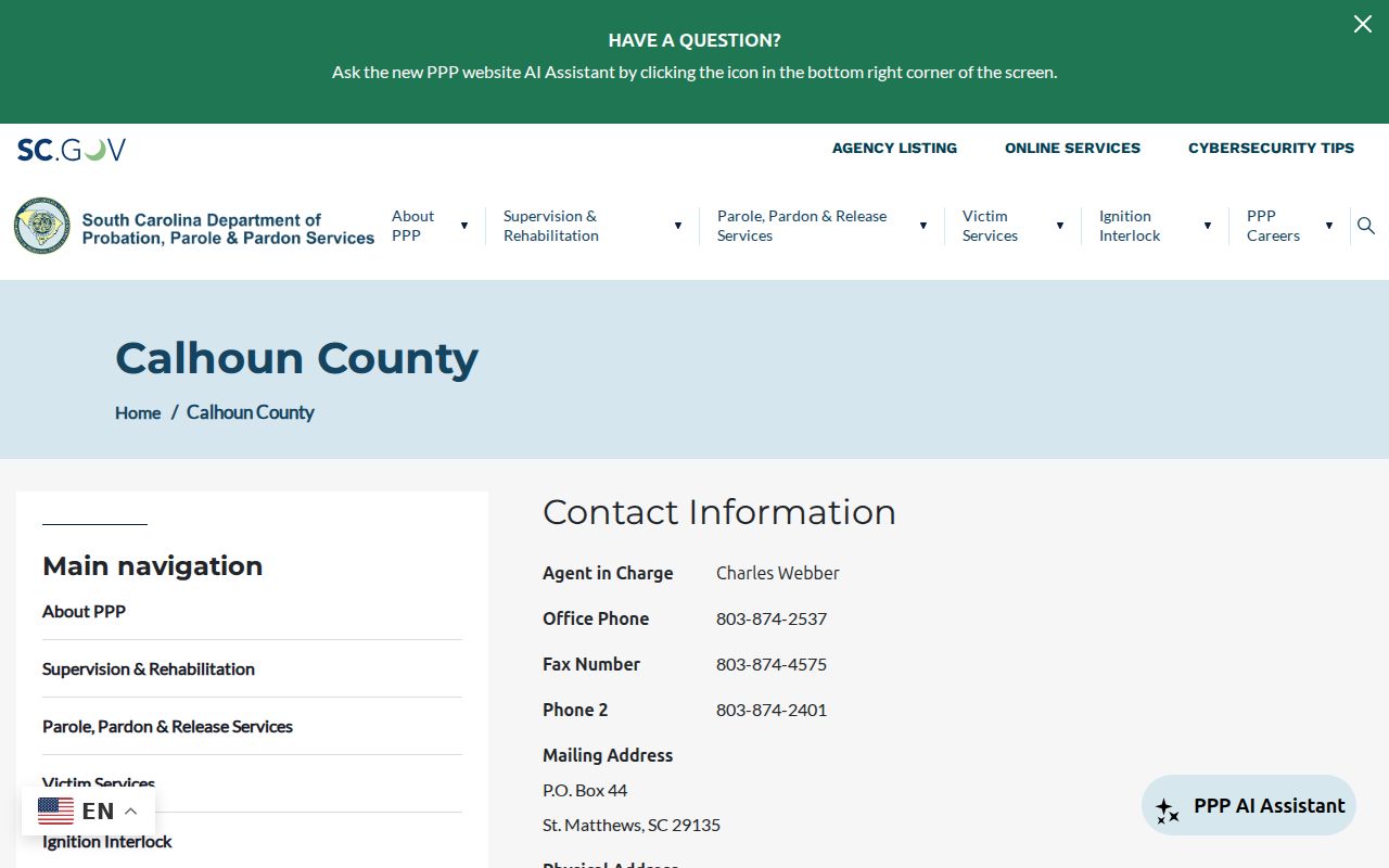 Calhoun County criminal record probation parole office