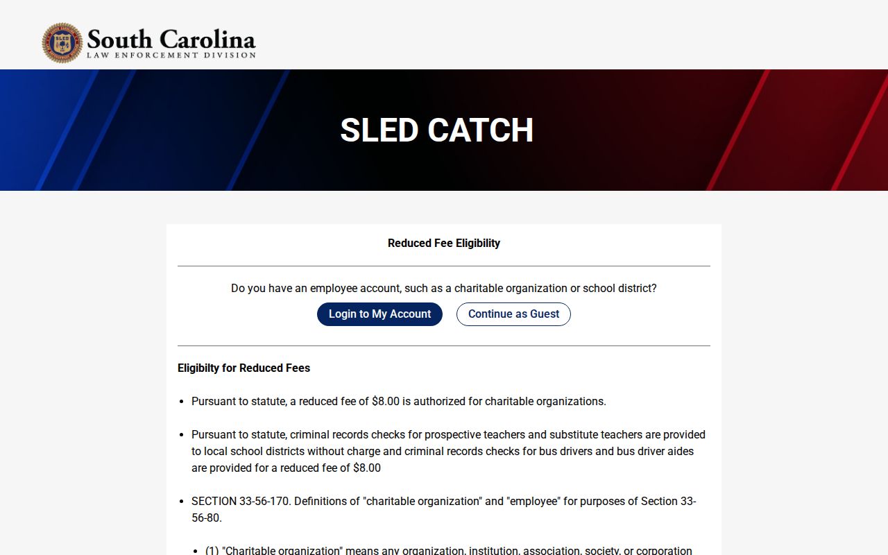 Calhoun County criminal record CATCH guest account selection