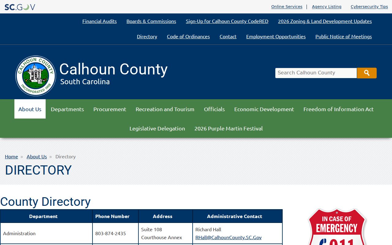Calhoun County criminal record agency directory