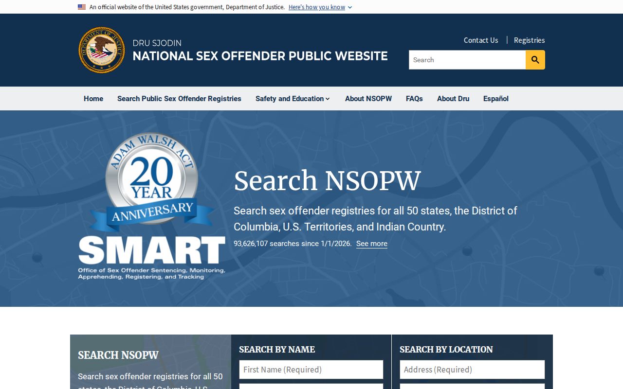 Calhoun County sex offender search on the National Sex Offender Public Website