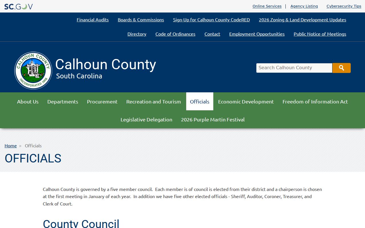 St. Matthews criminal records officials for Calhoun County Sheriff and Clerk offices